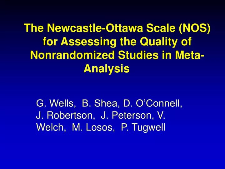 the newcastle ottawa scale nos for assessing the quality of nonrandomized studies in meta analysis