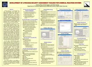 DEVELOPMENT OF A PROCESS SECURITY ASSESSMENT TOOLBOX FOR CHEMICAL REACTION SYSTEMS