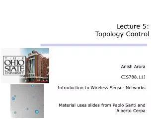 Lecture 5: Topology Control