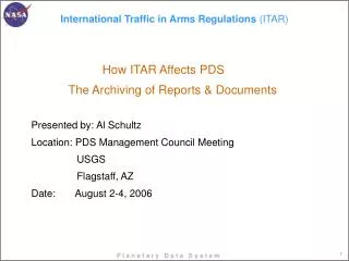 International Traffic in Arms Regulations (ITAR)