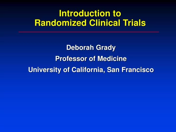 introduction to randomized clinical trials