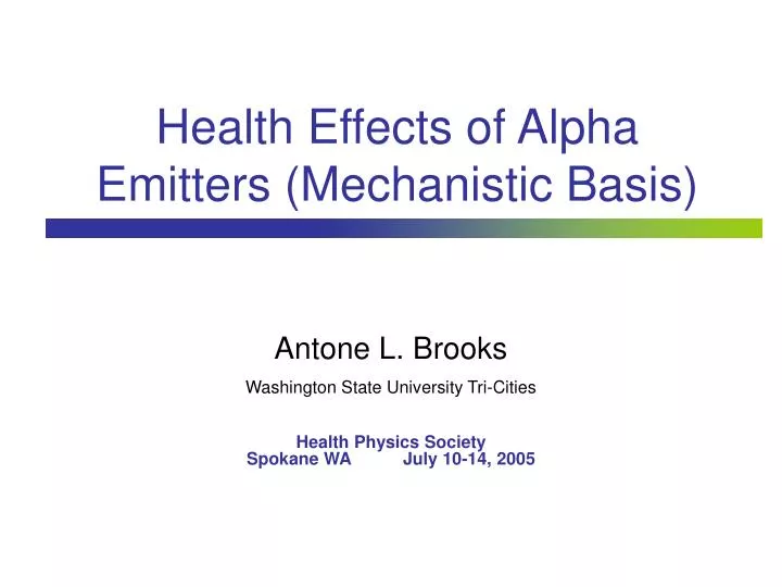 health effects of alpha emitters mechanistic basis