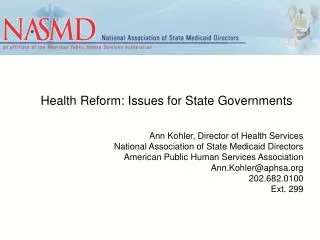 Health Reform: Issues for State Governments