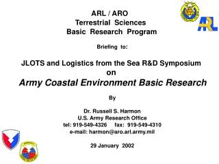 ARL / ARO Terrestrial Sciences Basic Research Program