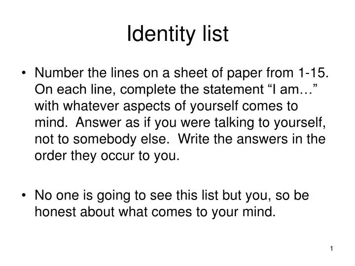 identity list