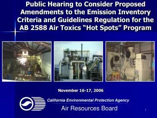Public Hearing to Consider Proposed Amendments to the Emission Inventory Criteria and Guidelines Regulation for the AB 2