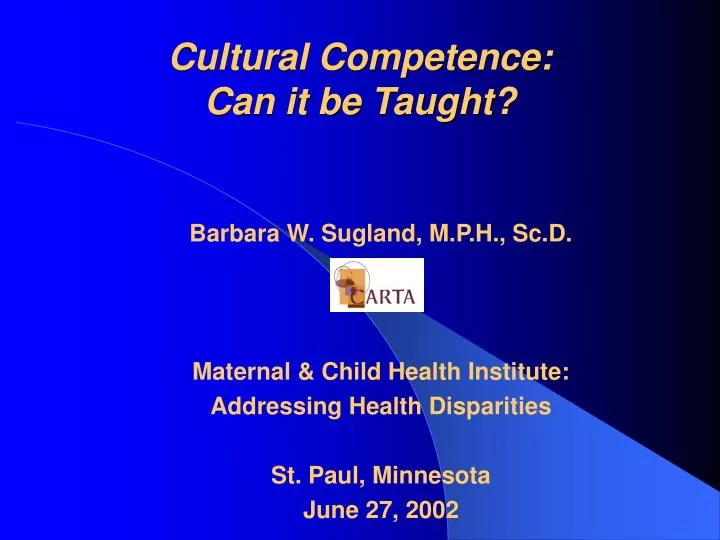 cultural competence can it be taught