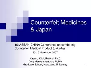Counterfeit Medicines &amp; Japan