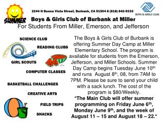 Boys &amp; Girls Club of Burbank at Miller For Students From Miller, Emerson, and Jefferson
