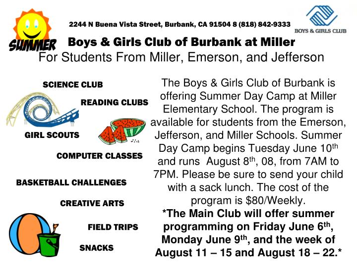 boys girls club of burbank at miller for students from miller emerson and jefferson
