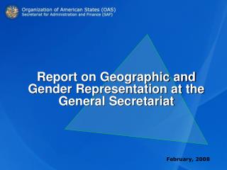Report on Geographic and Gender Representation at the General Secretariat