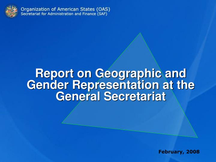 report on geographic and gender representation at the general secretariat