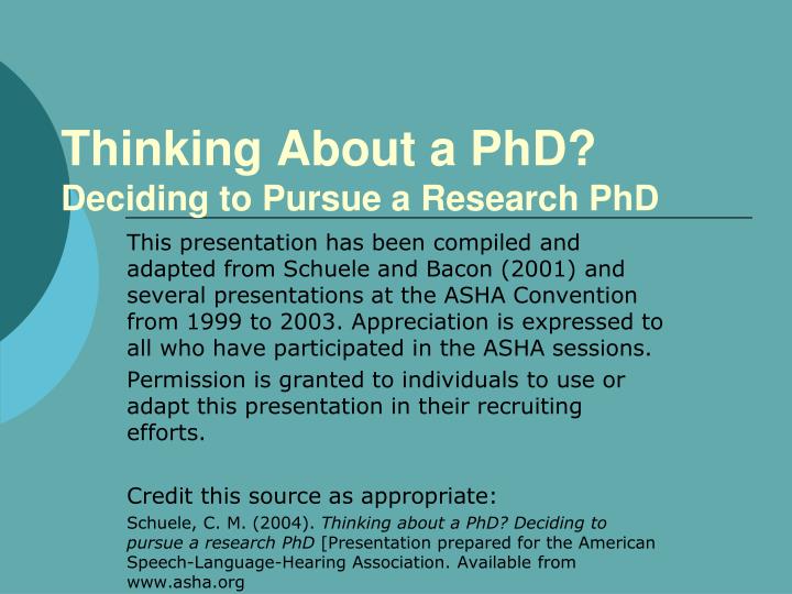 thinking about a phd deciding to pursue a research phd