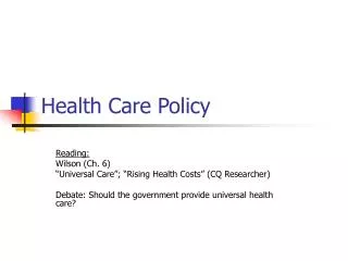 Health Care Policy