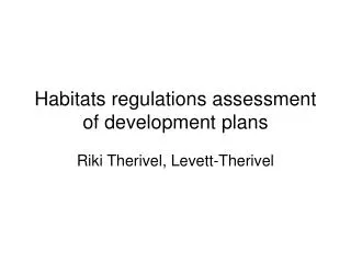Habitats regulations assessment of development plans