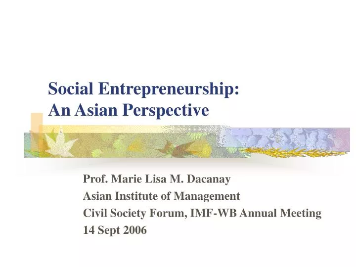 social entrepreneurship an asian perspective