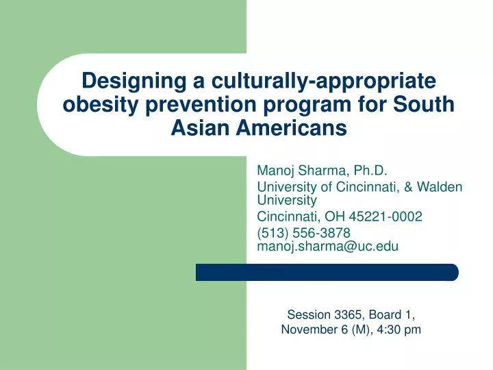 designing a culturally appropriate obesity prevention program for south asian americans