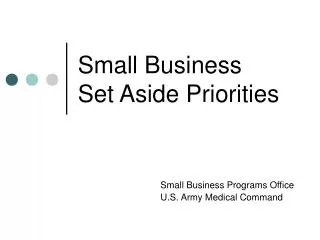 Small Business Set Aside Priorities