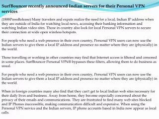 SurfBouncer recently announced Indian servers for their Pers