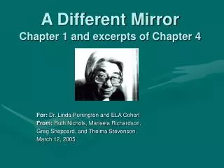 A Different Mirror Chapter 1 and excerpts of Chapter 4