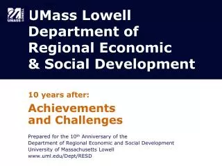 UMass Lowell Department of Regional Economic &amp; Social Development