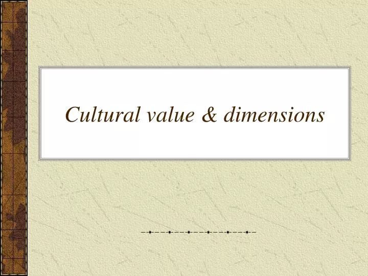 cultural value dimensions