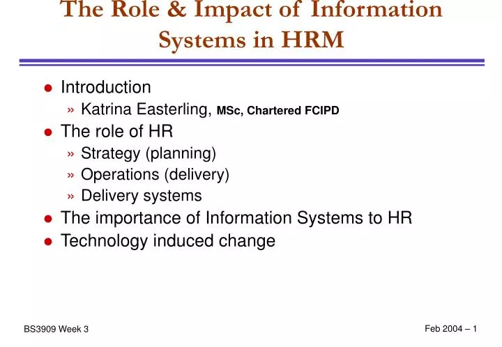 the role impact of information systems in hrm