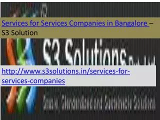 Services for Services Companies in Bangalore-S3 Solution