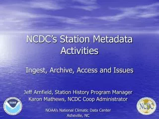 NCDC’s Station Metadata Activities