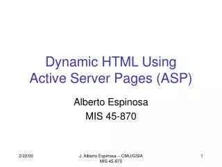 Dynamic HTML Using Active Server Pages (ASP)
