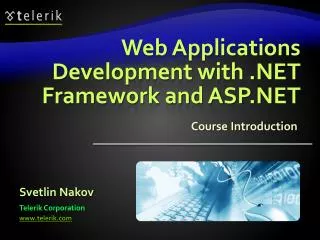 Web Applications Development with .NET Framework and ASP.NET