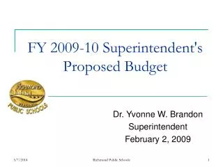FY 2009-10 Superintendent's Proposed Budget