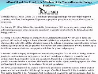 Alfaro Oil and Gas Proud to be Members of the Texas Alliance