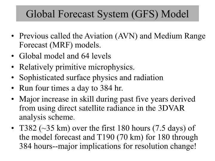 global forecast system gfs model