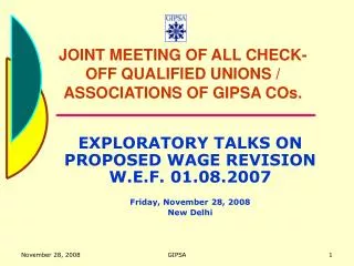 JOINT MEETING OF ALL CHECK-OFF QUALIFIED UNIONS / ASSOCIATIONS OF GIPSA COs.