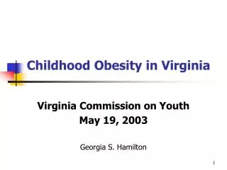 Childhood Obesity in Virginia
