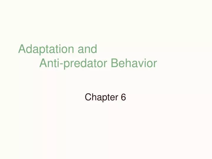 adaptation and anti predator behavior