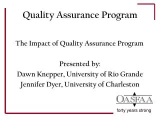Quality Assurance Program