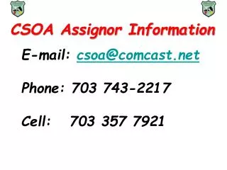 CSOA Assignor Information