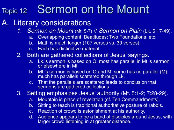 topic 12 sermon on the mount