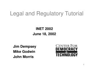 Legal and Regulatory Tutorial