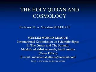 MUSLIM WORLD LEAGUE International Commission on Scientific Signs in The Quran and The Sunnah, Makkah AL-Mukarramah, S