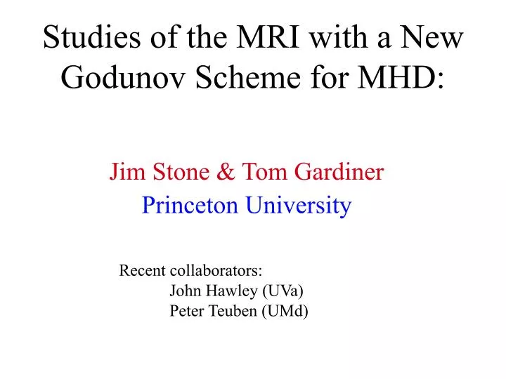 studies of the mri with a new godunov scheme for mhd