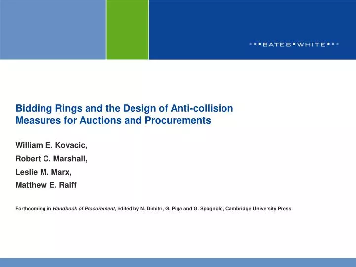 bidding rings and the design of anti collision measures for auctions and procurements