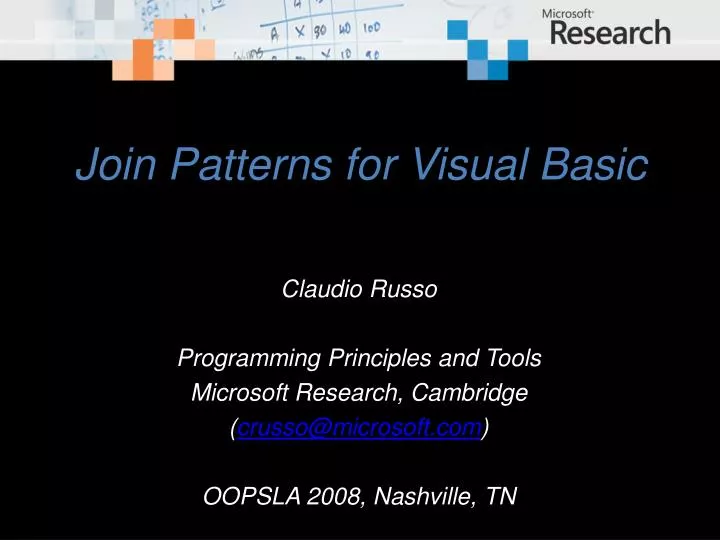 join patterns for visual basic