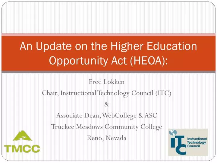 an update on the higher education opportunity act heoa
