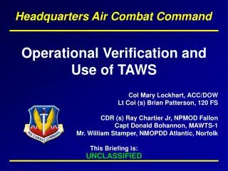 Operational Verification and Use of TAWS