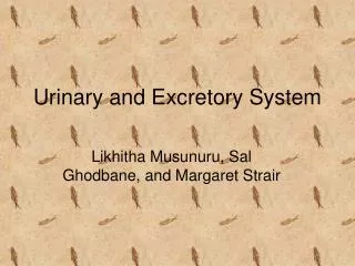 Urinary and Excretory System