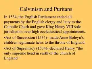 Calvinism and Puritans