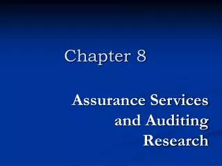 Assurance Services and Auditing Research